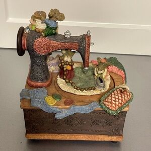 Vintage Animated Music Box Sewing Machine with Mice - Tune “My Favorite Things”